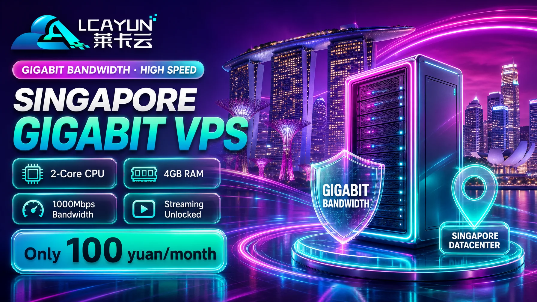 LCAYUN Singapore VPS Review: 2 Cores, 4GB RAM, 1000Mbps for Only 100 CNY/month
